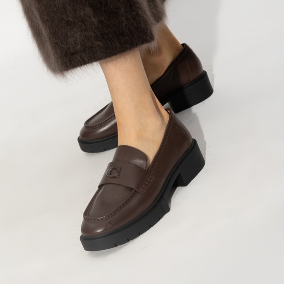 NWT Coach Leah Platform Lug Loafer in Maple Leather Brown - Picture 16 of 16